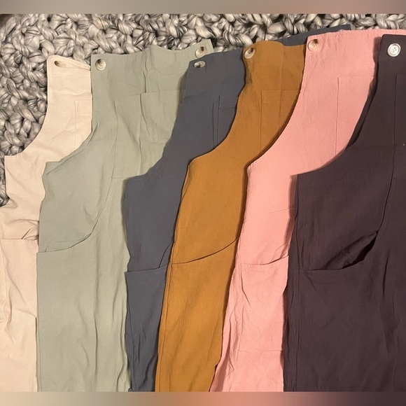 Baggy Comfy Overalls Casual Cotton Loose Fit Wide Leg Jumpsuit Adjustable Strap - Picture 8 of 10